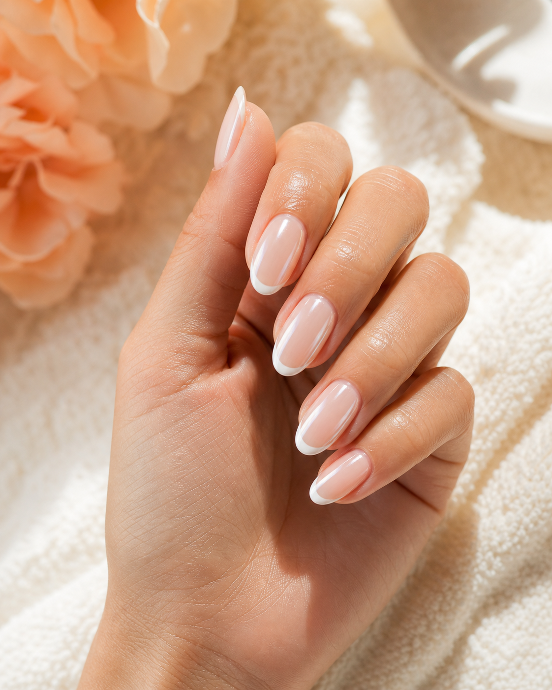 Glazed French tip manicure